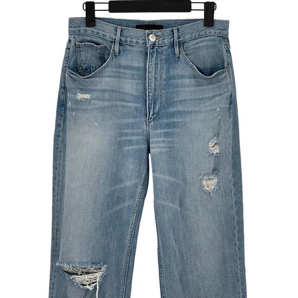 3x1 NYC Addie High Rise Straight Loose Fit Rip Jeans Perrin Women 26 Light Wash - Picture 3 of 9